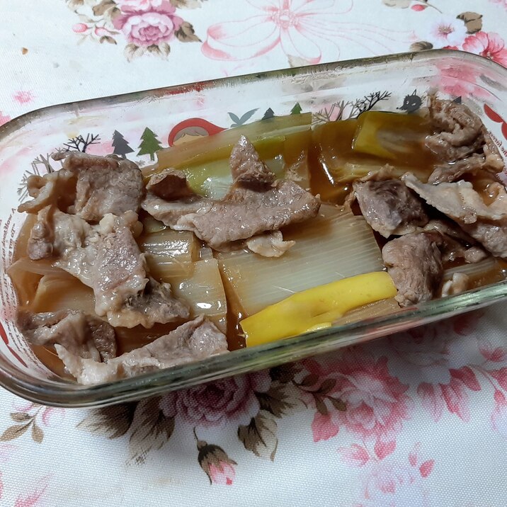 長ねぎと豚肉のレンチン煮